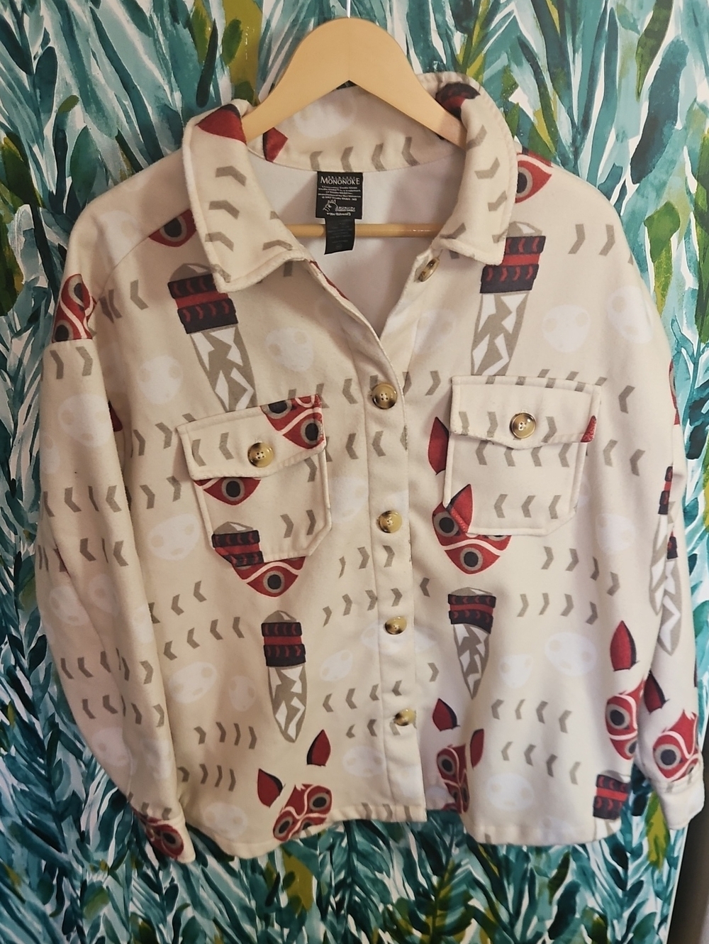 Studio Ghibli Princess Mononoke San's Mask Polar Fleece Shirt Jacket - Size M